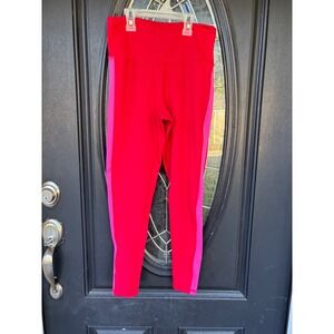 Champion Red‎ Pink Side Stripe High Waist Performance Leggings Womens Medium